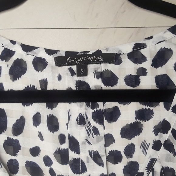 FOREIGN EXCHANGE Navy Brushstroke Polka Dot Print Flowy Sleeveless Top Small - Picture 4 of 8